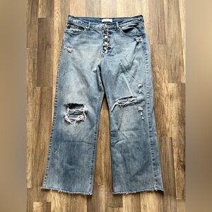 Kancan Woman’s Light Wash High Waisted Multiple Button Straight Leg Jeans 31